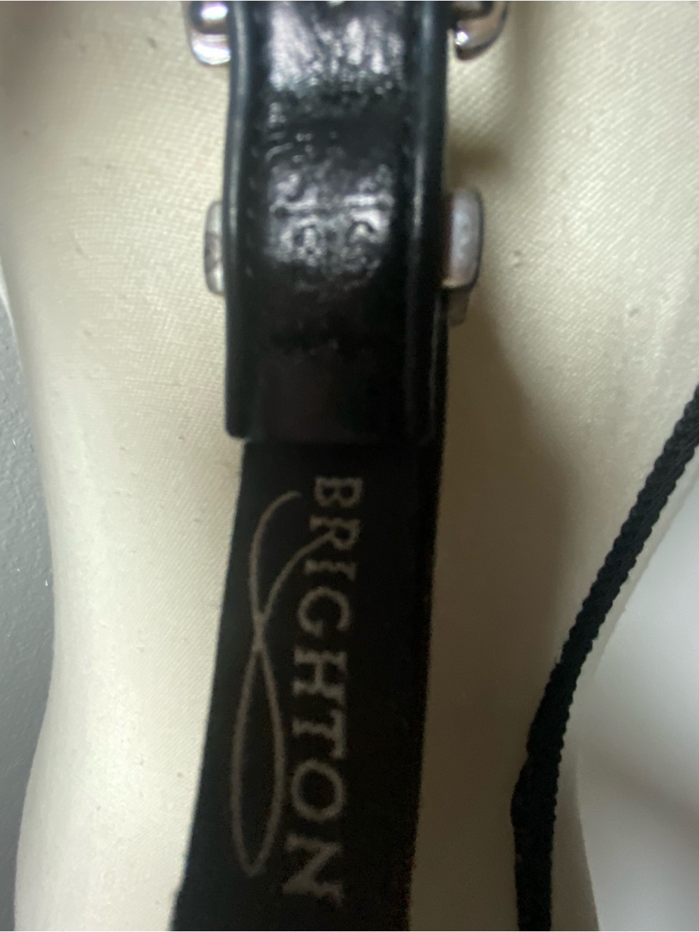 Y2K Brighton Black Leather Multicolor Beaded Skinny Belt Size XL - Picture 9 of 9